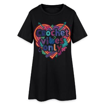 Lustige Häkel-Vibes Nur Häkelliebhaber Garnliebhaber - Frauen T-Shirt-Kleid - Schwarz - Vorne