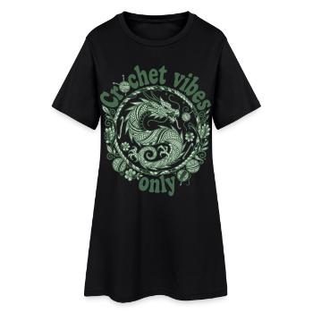 Crochet Vibes : Dragon Crochet Juste pour - Robe T-shirt Femme - noir - Devant