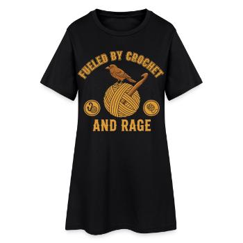 Angetrieben von Häkeln und Wut Lustiger Häkelliebhaber - Frauen T-Shirt-Kleid - Schwarz - Vorne