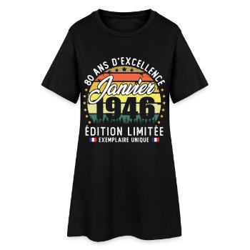 January 1946 Vintage 80 Year Anniversary Gift - Women’s T-Shirt Dress - black - Front