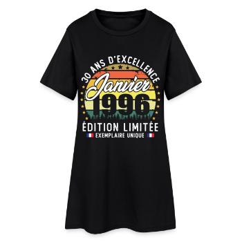 Januar 1996 Vintage 30-jähriges Jubiläumsgeschenk - Frauen T-Shirt-Kleid - Schwarz - Vorne