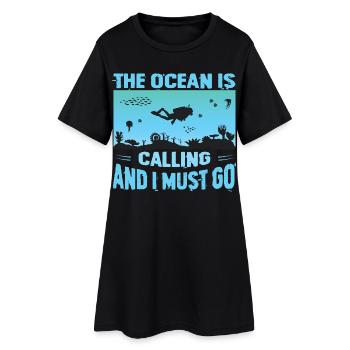 Drôle de design de plongeur - Robe T-shirt Femme - noir - Devant