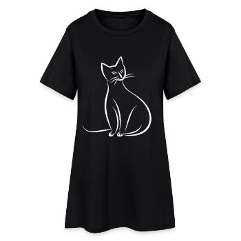 Dessin de chat - Robe T-shirt Femme - noir - Devant