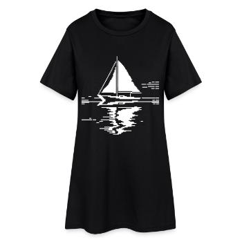 Segelboot Pixel Grafik - Frauen T-Shirt-Kleid - Schwarz - Vorne
