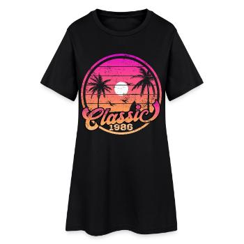 Palmiers du coucher de soleil classiques de 1986 - Robe T-shirt Femme - noir - Devant