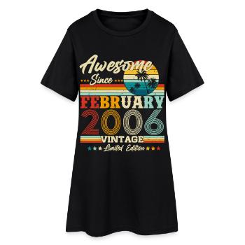 Vintage February 2006 Vintage Retro Birthday - Women’s T-Shirt Dress - black - Front