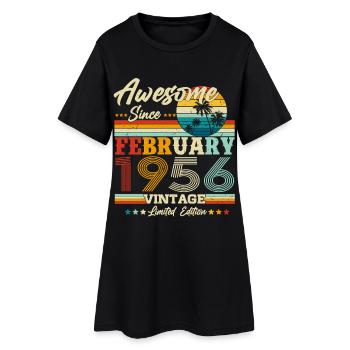 Vintage février 1956 Vintage Rétro Anniversaire - Robe T-shirt Femme - noir - Devant