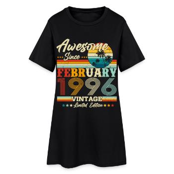Vintage février 1996 Vintage Rétro Anniversaire - Robe T-shirt Femme - noir - Devant