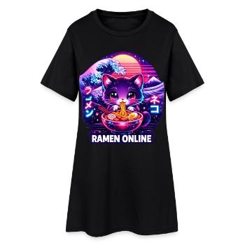 Ramen Neon Cat Kawaii Japon - Robe T-shirt Femme - noir - Devant