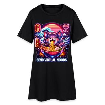 Ramen Neon Cat Kanagawa Retro - Women’s T-Shirt Dress - black - Front