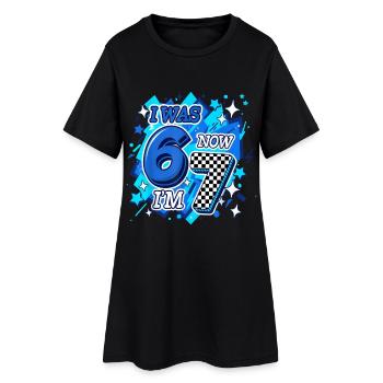 Six Seven Blue Checkered 67 - Women’s T-Shirt Dress - black - Front