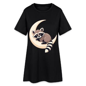Mondraccoon auf der Sichel - Frauen T-Shirt-Kleid - Schwarz - Vorne