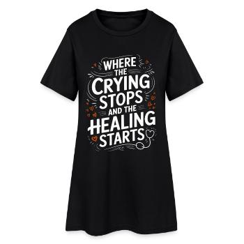 Pediatric Nurse Where The Crying Stops Kids Nurse - Frauen T-Shirt-Kleid - Schwarz - Vorne