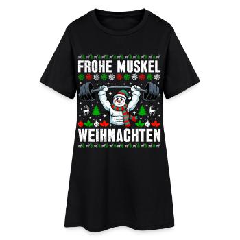 Salle de sport JOYEUX MUSCLE CHRISTMAS Drôle - Robe T-shirt Femme - noir - Devant
