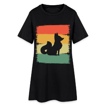 Fuchs - Frauen T-Shirt-Kleid - Schwarz - Vorne