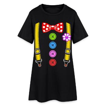 Costume de clown coloré avec bretelles - Robe T-shirt Femme - noir - Devant
