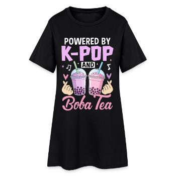Propulsé par K Pop et Boba Tea - Robe T-shirt Femme - noir - Devant