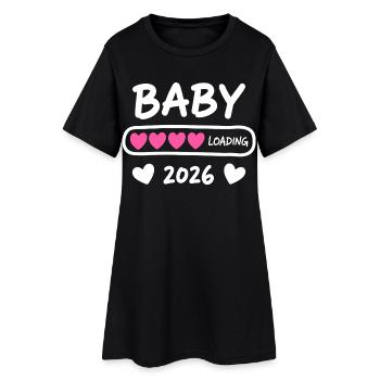 Baby Loading 2026 Parents enceintes - Robe T-shirt Femme - noir - Devant