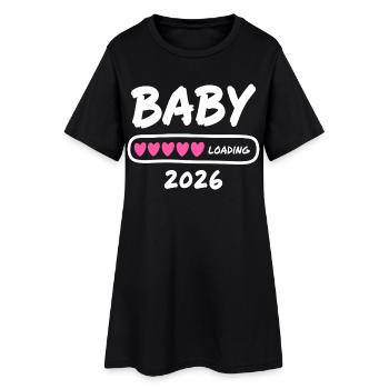 Baby Loading 2026 Parents enceintes - Robe T-shirt Femme - noir - Devant