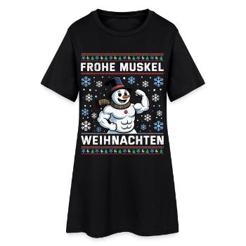 Salle de sport JOYEUX MUSCLE CHRISTMAS Drôle - Robe T-shirt Femme - noir - Devant