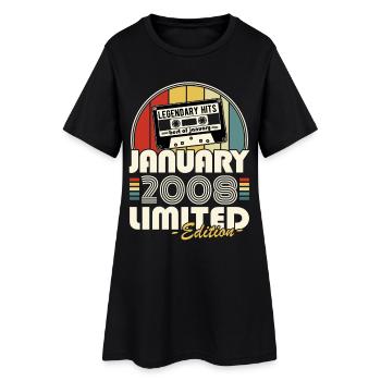Vintage 2008 January Retro Birthday Gift - Women’s T-Shirt Dress - black - Front