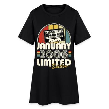 Vintage 2006 janvier Rétro Cadeau D'anniversaire - Robe T-shirt Femme - noir - Devant