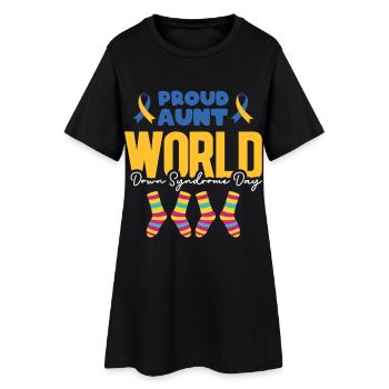 Proud Aunt World Down-Syndrom-Tag Sockendesign - Frauen T-Shirt-Kleid - Schwarz - Vorne