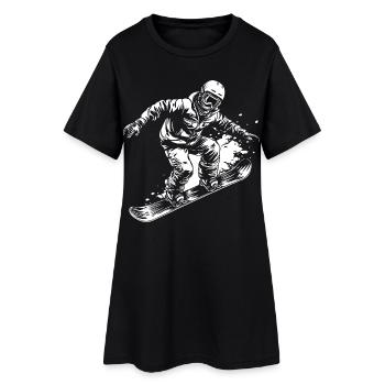 Snowboarder Zeichnung - Frauen T-Shirt-Kleid - Schwarz - Vorne