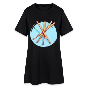 Dessin de baguettes de batterie - Robe T-shirt Femme - noir - Devant