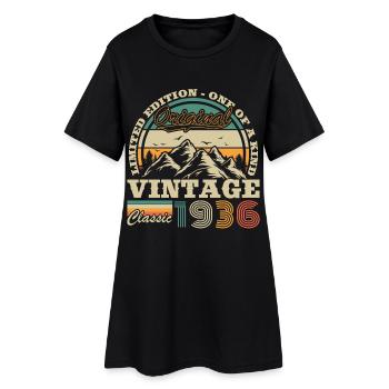 1936 Vintage Retro Geburtstagsgeschenk - Frauen T-Shirt-Kleid - Schwarz - Vorne