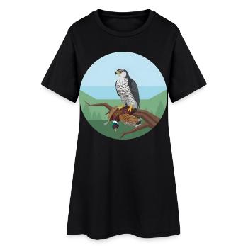 Épervier avec faisan - Robe T-shirt Femme - noir - Devant