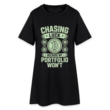 St Patricks Day Chasing Luck Because My Portfolio - Frauen T-Shirt-Kleid - Schwarz - Vorne
