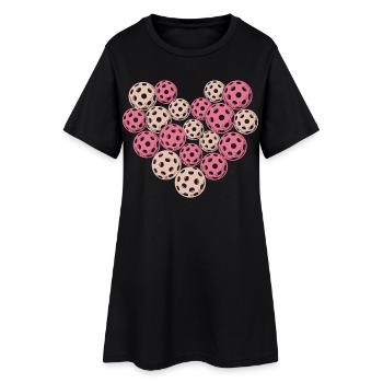 Cadeau sportif en cœur de la Saint-Valentin pour le pickleball - Robe T-shirt Femme - noir - Devant