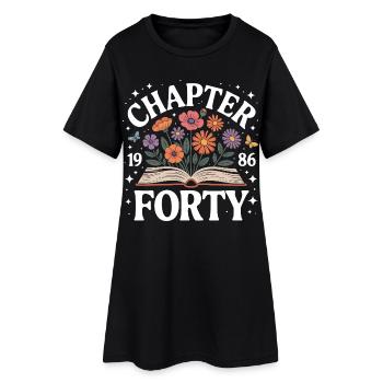 1986 Chapitre 40 Décoration de fleurs sauvages d’anniversaire - Robe T-shirt Femme - noir - Devant