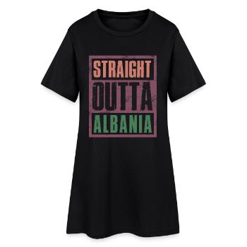 Directement sorti d’Albanie - Robe T-shirt Femme - noir - Devant