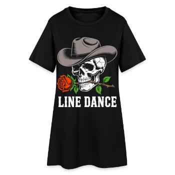 Western Schädel Rose Hut Line Dance - Frauen T-Shirt-Kleid - Schwarz - Vorne