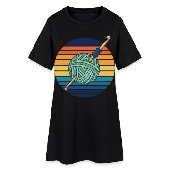 Funny Crochet Yarn Lovers Crochet Hook Retro - Women’s T-Shirt Dress - black - Front