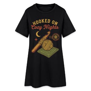 Accro aux nuits douillettes Amant du crochet Drôle - Robe T-shirt Femme - noir - Devant