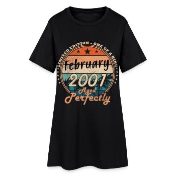 Vintage February 2001 Retro February 2001 Gift - Women’s T-Shirt Dress - black - Front