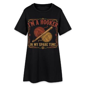 Drôle d’amoureux du crochet : je suis dans mon temps libre - Robe T-shirt Femme - noir - Devant