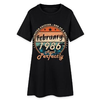 40e anniversaire 40 ans Février 1986 T-shirt vintage - Robe T-shirt Femme - noir - Devant