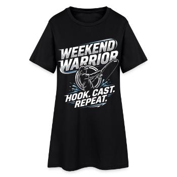 Weekend Warrior Hook Cast Repeat Angler Saying - Women’s T-Shirt Dress - black - Front
