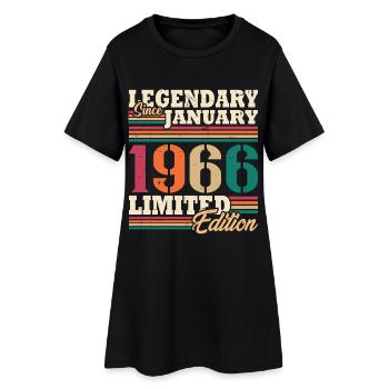 Vintage 1966 Janvier Rétro Cadeau D'anniversaire - Robe T-shirt Femme - noir - Devant