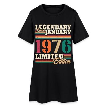 Vintage 1976 Janvier Rétro Cadeau D'anniversaire - Robe T-shirt Femme - noir - Devant