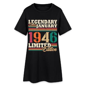 Vintage 1946 Janvier Rétro Cadeau D'anniversaire - Robe T-shirt Femme - noir - Devant