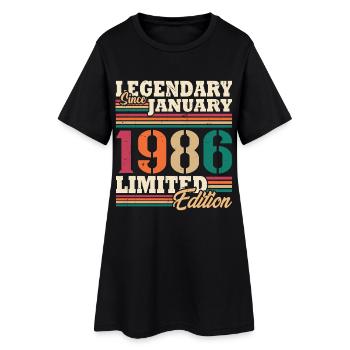 Vintage 1986 Janvier Rétro Cadeau D'anniversaire - Robe T-shirt Femme - noir - Devant