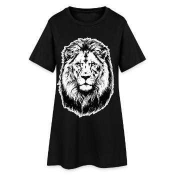 Portrait Lion Roi de la Savane - Robe T-shirt Femme - noir - Devant