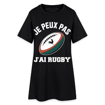 Ich kann nicht, ich habe Rugby. - Frauen T-Shirt-Kleid - Schwarz - Vorne