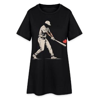 Silhouette Batteur Baseball Saint-Valentin - Robe T-shirt Femme - noir - Devant