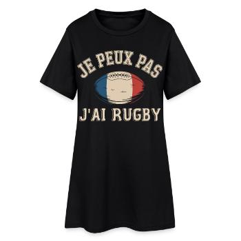 Ich kann nicht, ich habe Rugby. - Frauen T-Shirt-Kleid - Schwarz - Vorne